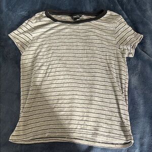 Rue21 Black and Gray Striped Short Sleeve Tee